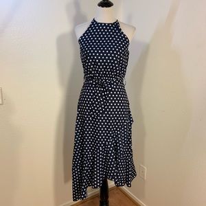 NWT Q&A Navy Blue w/ White Polka Dot Dress